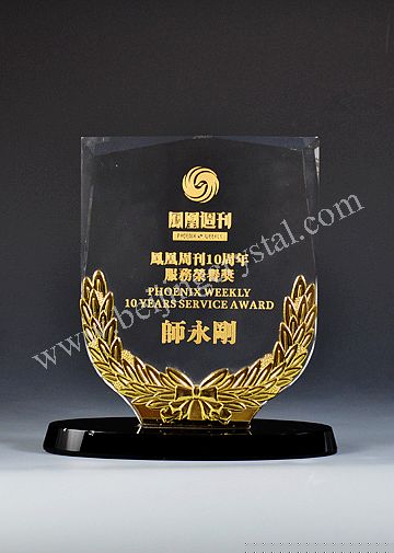 1807金属麦穗水晶奖牌